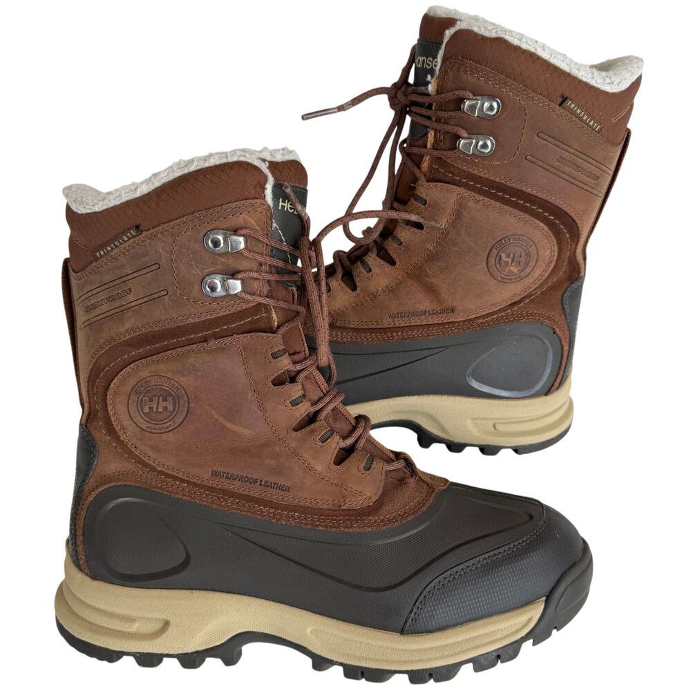 Helly Hansen Women's Leather Waterproof Insulated Snow Proof Brown Boots Size 8
